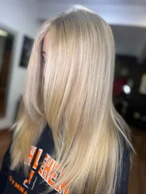 Sleek straight blonde hair