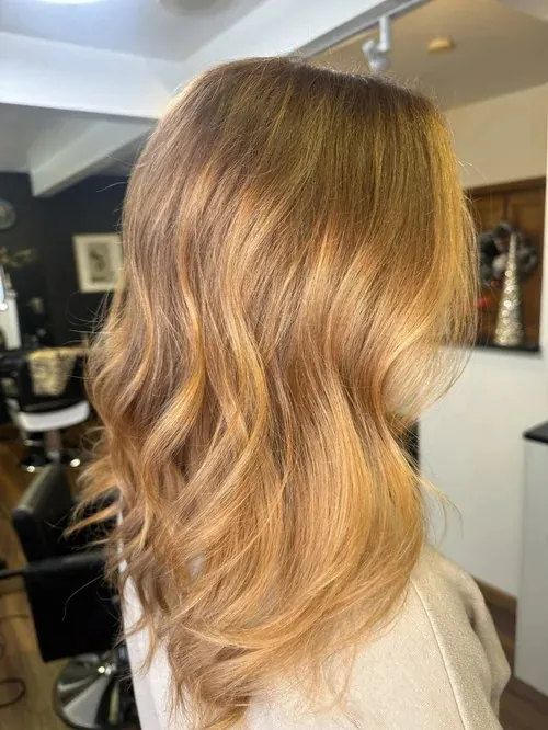 Strawberry blonde waves by Gina at The Parlour