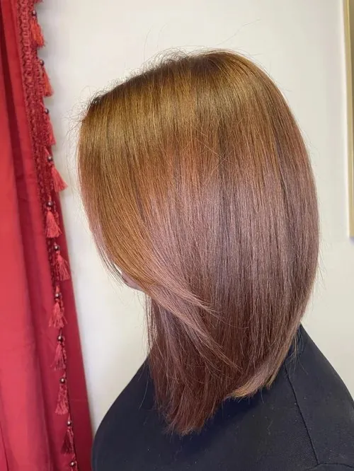 Glossy copper lob by Gina at The Parlour